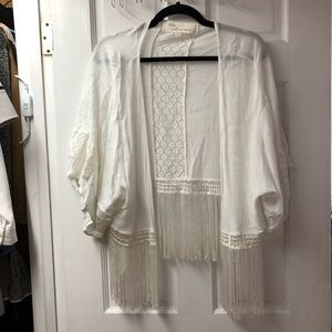 Vintage Havana white Beach/ resort kimono one size